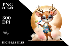 Funky Deer Drinking Cocktail PNG Product Image 2