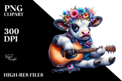 Colorful Baby Cow with Guitar, Transparent PNG Product Image 2