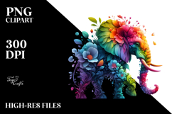 Vibrant Elephant with Abstract Frame PNG Product Image 2