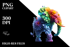 Vibrant Elephant with Abstract Frame PNG Product Image 2