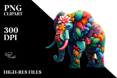 Vibrant Elephant with Abstract Frame PNG Product Image 2