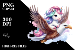 Baby Unicorn on Eagle&#039;s Back | Clipart Product Image 2