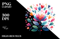 Colorful Boho Flower with Heart Petals PNG Product Image 2