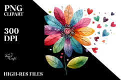 Colorful Boho Flower with Heart Petals PNG Product Image 2