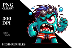 Aggressive Monster with Winking Eye PNG Product Image 2