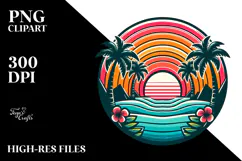 Retro Tropical Rainbow Sunset, 20 oz Tumbler Product Image 2