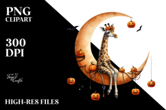 Watercolor Giraffe in Halloween Style PNG Product Image 2