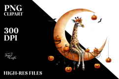 Watercolor Giraffe in Halloween Style PNG Product Image 2
