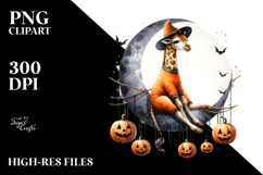 Halloween Giraffe Sitting on Half Moon PNG Product Image 2