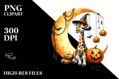 Halloween Giraffe on Moon PNG Product Image 2
