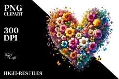 Colorful Heart with Spring Flowers PNG Product Image 2