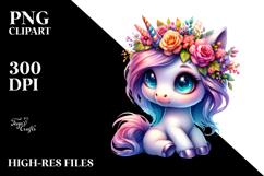 Cute Baby Unicorn Sitting PNG Product Image 2