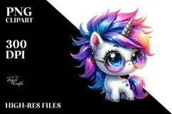 Cute Unicorn with Big Eyes PNG Product Image 2