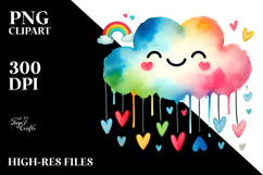 Smiling Cloud with Hearts, Colorful PNG Product Image 2