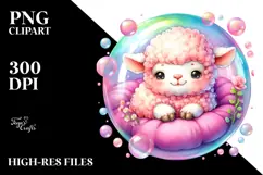 Colorful Smiling Cute Baby Lamb PNG Product Image 2