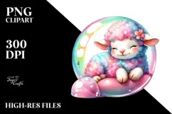 Colorful Smiling Cute Baby Lamb PNG Product Image 2