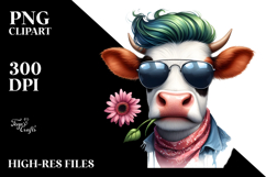 Funny Cow with Flower in Mouth PNG Product Image 2