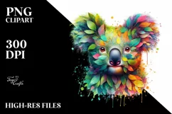 Koala with Plant Leaves, Transparent PNG Product Image 3