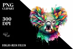 Koala with Plant Leaves, Transparent PNG Product Image 1