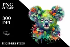 Koala with Plant Leaves, Transparent PNG Product Image 3