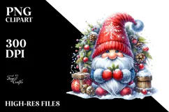 Detailed Vibrant Watercolor Winter Gnome Product Image 2