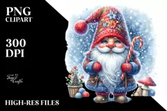 Detailed Vibrant Watercolor Winter Gnome Product Image 1