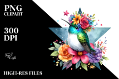 Hummingbird with Flower Crown, Transparent PNG Product Image 2
