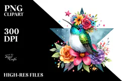 Hummingbird with Flower Crown, Transparent PNG Product Image 2