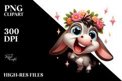 Goofy Cartoon Donkey Flower Crown PNG Product Image 2