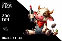Funny Cow Wine Bottle Tired | Sublimation Clipart Product Image 3