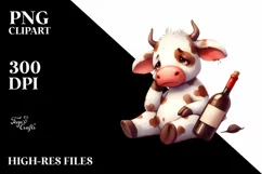 Funny Cow Wine Bottle Tired | Sublimation Clipart Product Image 3