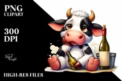 Funny Cute Cow Watercolor Clipart Product Image 1
