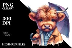 Cute Baby Highlandcow Posing PNG Product Image 3