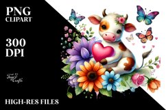 Colorful Cow with Heart PNG Product Image 2