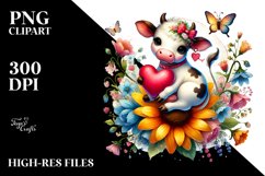 Colorful Cow with Heart PNG Product Image 2