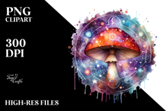 Vibrant Magical Celestial Mushroom, PNG Product Image 2