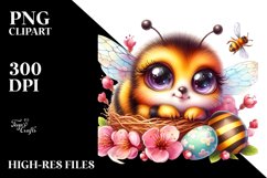 Vibrant Watercolor Goofy Cute Baby Bee PNG Product Image 2