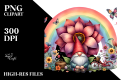 Watercolor Gnome House Rainbow Scene | Sublimation | Clipart Product Image 2