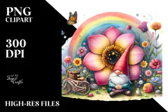 Watercolor Gnome House Rainbow Scene | Sublimation | Clipart Product Image 2