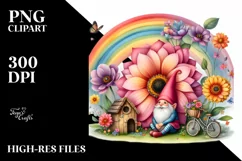 Watercolor Gnome House Rainbow Scene | Sublimation | Clipart Product Image 3