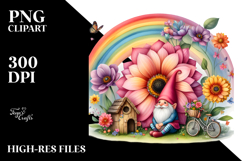 Watercolor Gnome House Rainbow Scene | Sublimation | Clipart Product Image 2