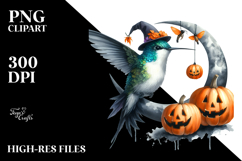 Halloween Hummingbird on Half Moon, PNG Product Image 2