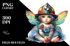 Colorful Baby Fairy in Firefighter's Helmet, Transparent PNG Product Image 2