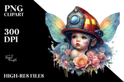 Colorful Baby Fairy in Firefighter's Helmet, Transparent PNG Product Image 2