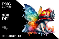 Colorful Baby Fairy in Firefighter&#039;s Helmet, Transparent PNG Product Image 2