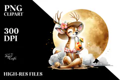 Happy Deer in Beachwear, High-Res PNG Product Image 2