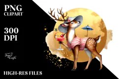 Happy Deer in Beachwear, High-Res PNG Product Image 2