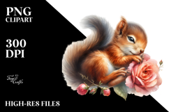 Sleeping Baby Squirrel on Flower PNG Product Image 2