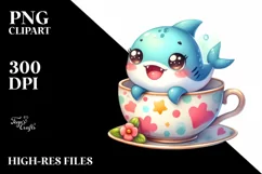 Colorful Smiling Baby Shark in Tea Cup | Sublimation | Product Image 1