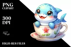 Colorful Smiling Baby Shark in Tea Cup | Sublimation | Product Image 3